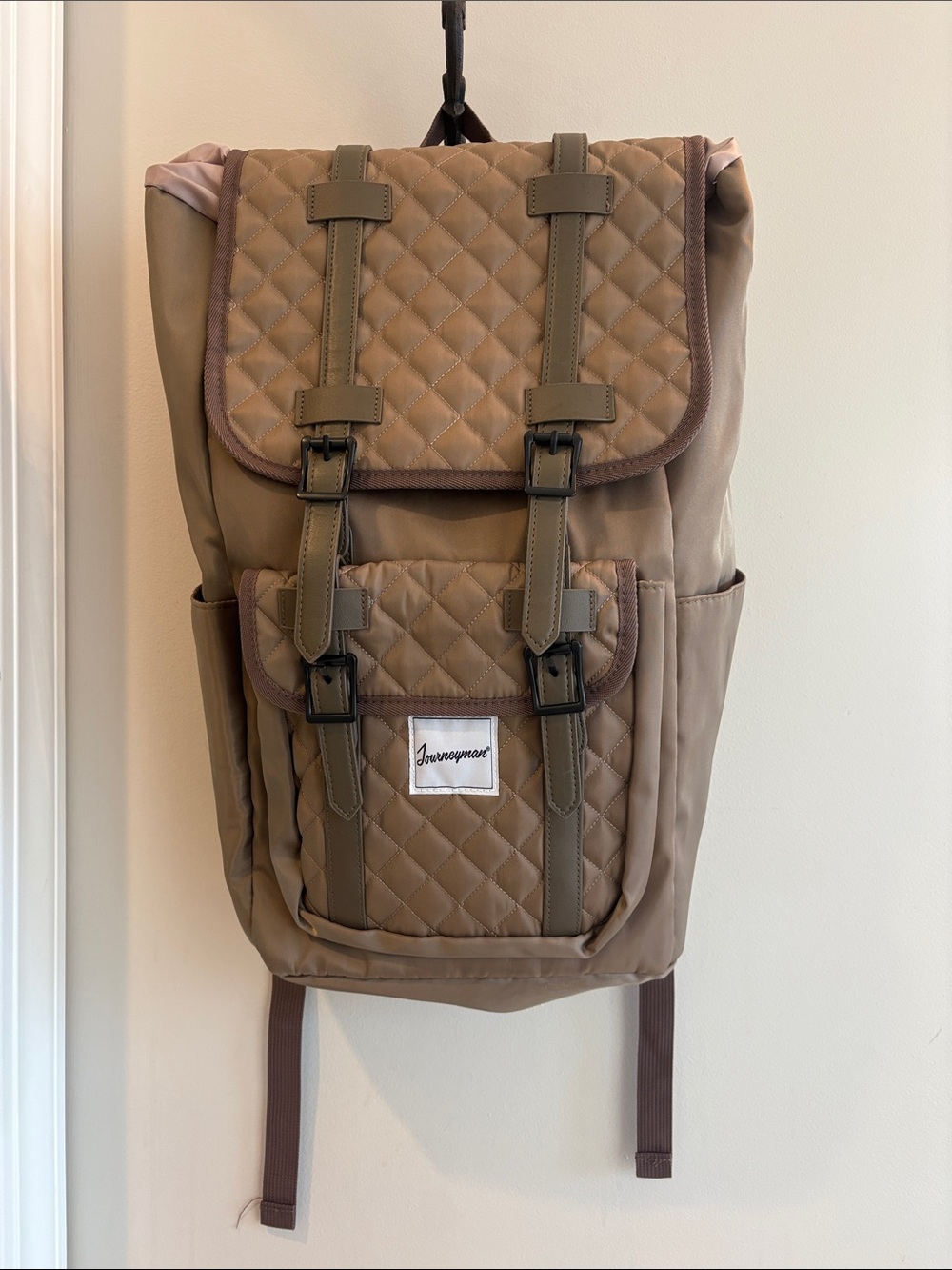 Journeyman Quilted Tan Backpack with Front Pocket